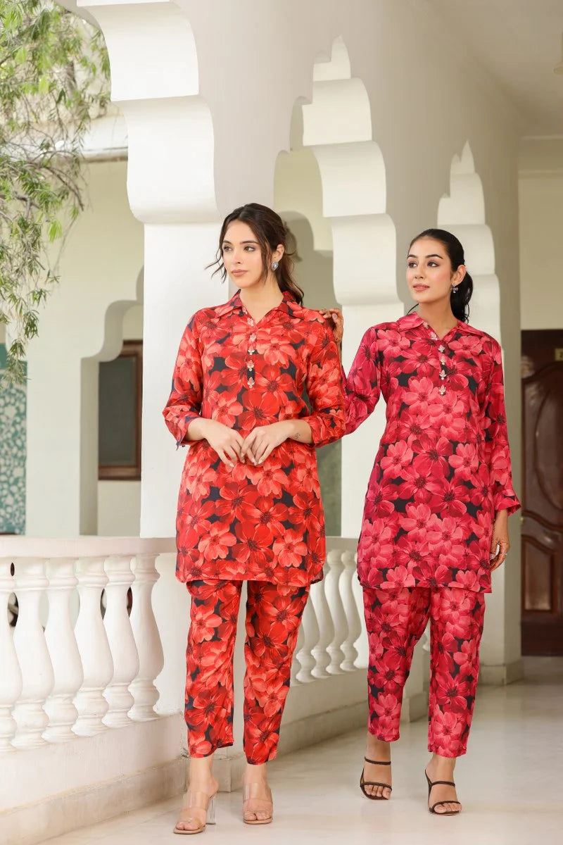 colorful flora printed co set