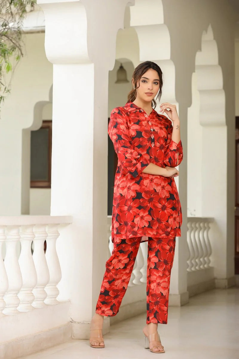 colorful flora printed co set