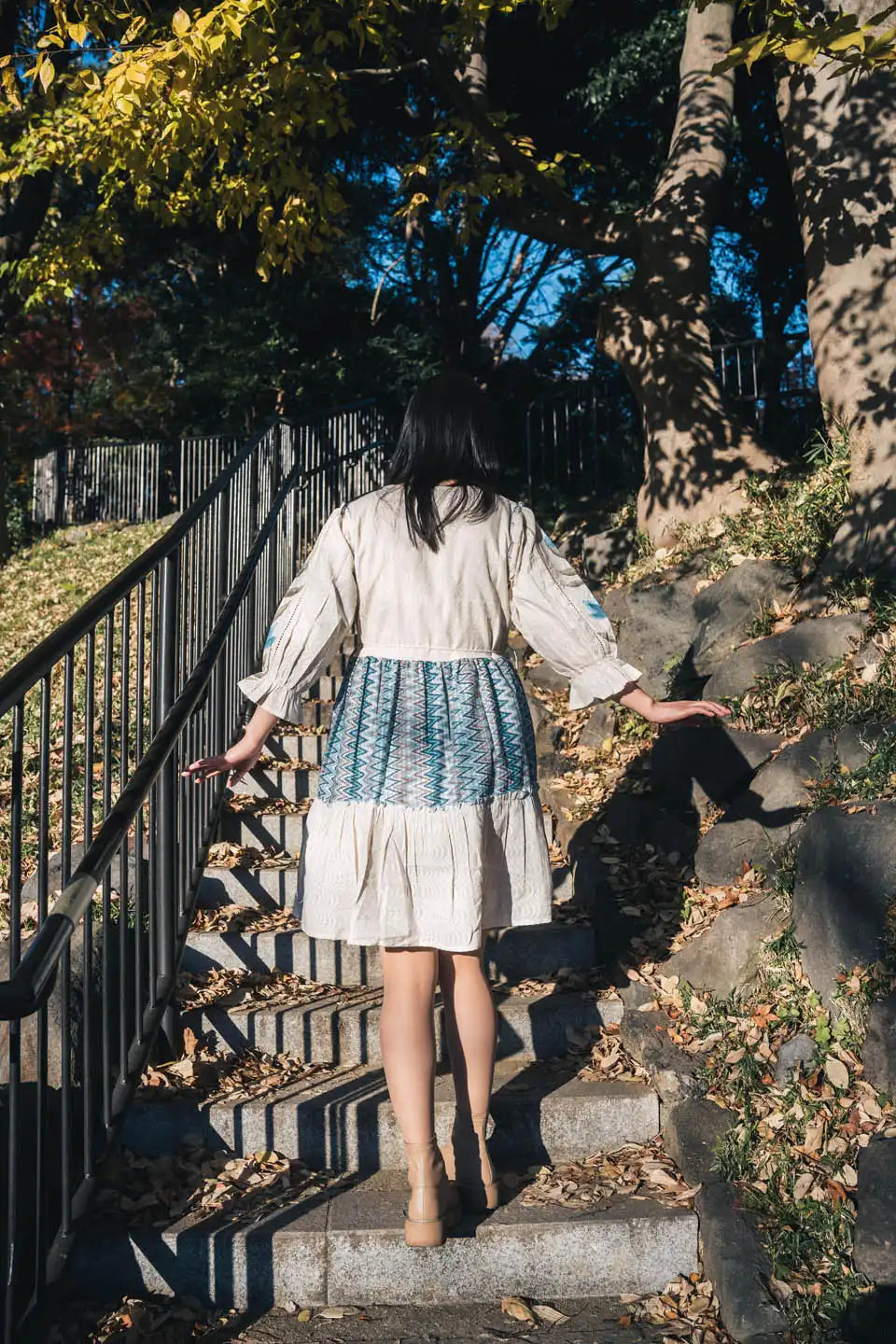 Boho-Chic Floral Embroidered Fit & Flare Short Dress