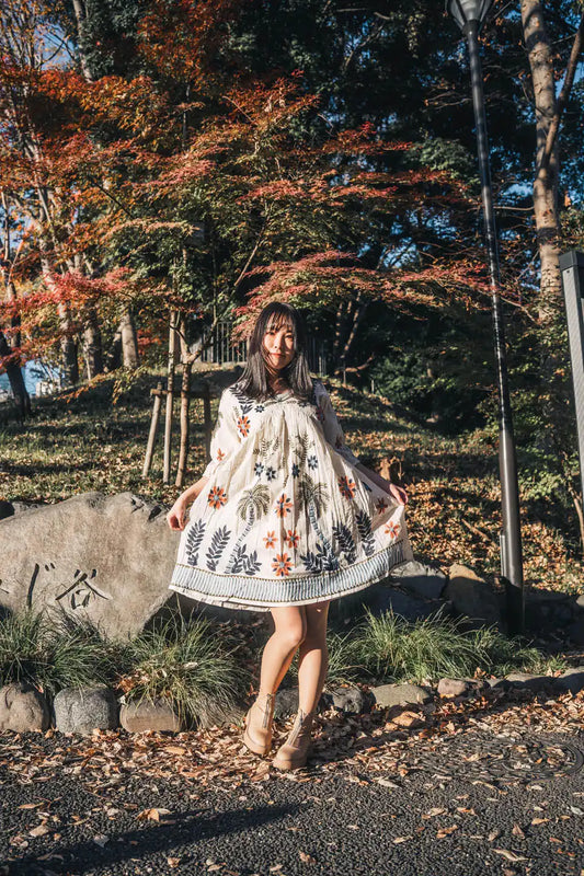 boho embroidered cotton short dress