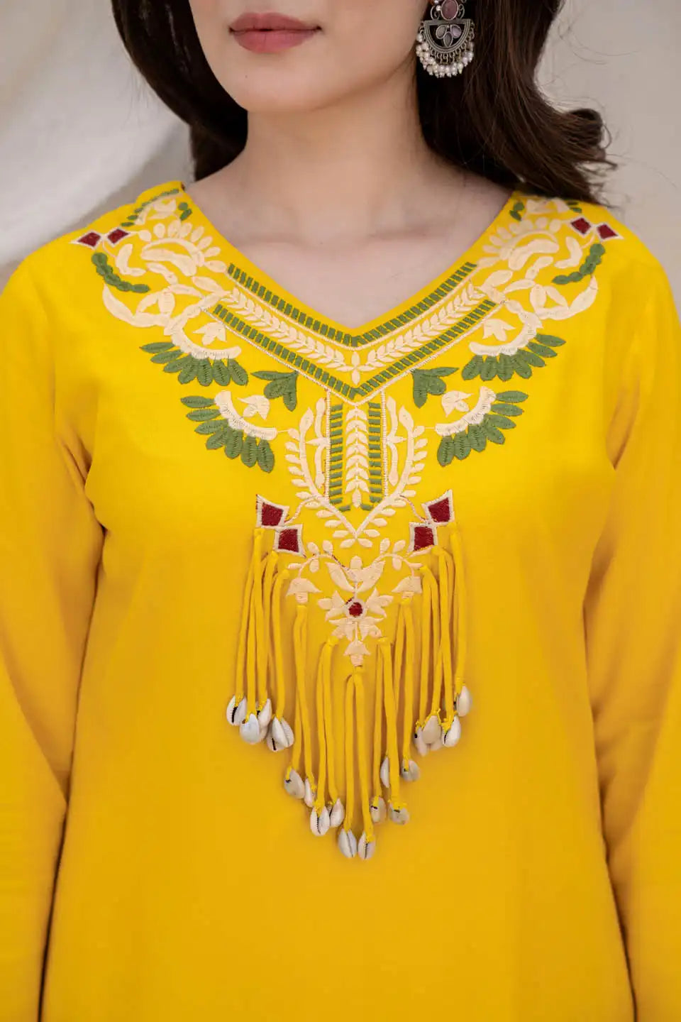 Yellow Embroidered Kurta Set with Dhoti Pants