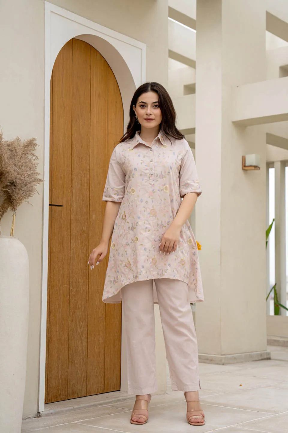 Blush Floral Printed Tunic & Trouser Set