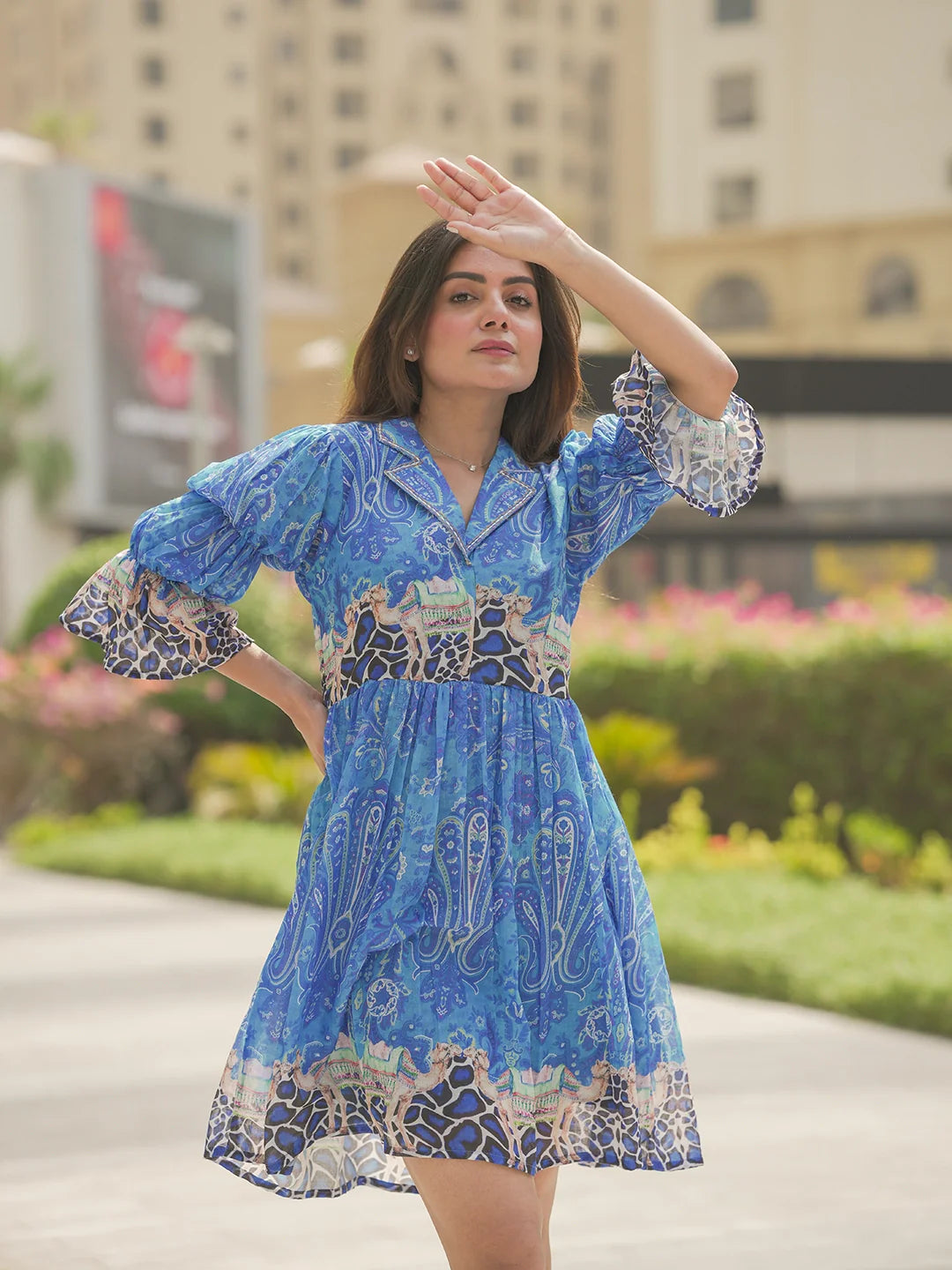 sapphire majesty royal blue cotton short dress