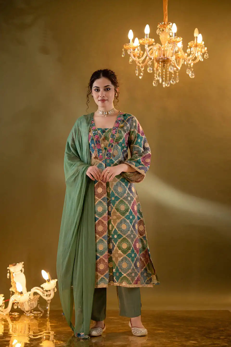 Embroidered Multicolor Kurta Set for Women