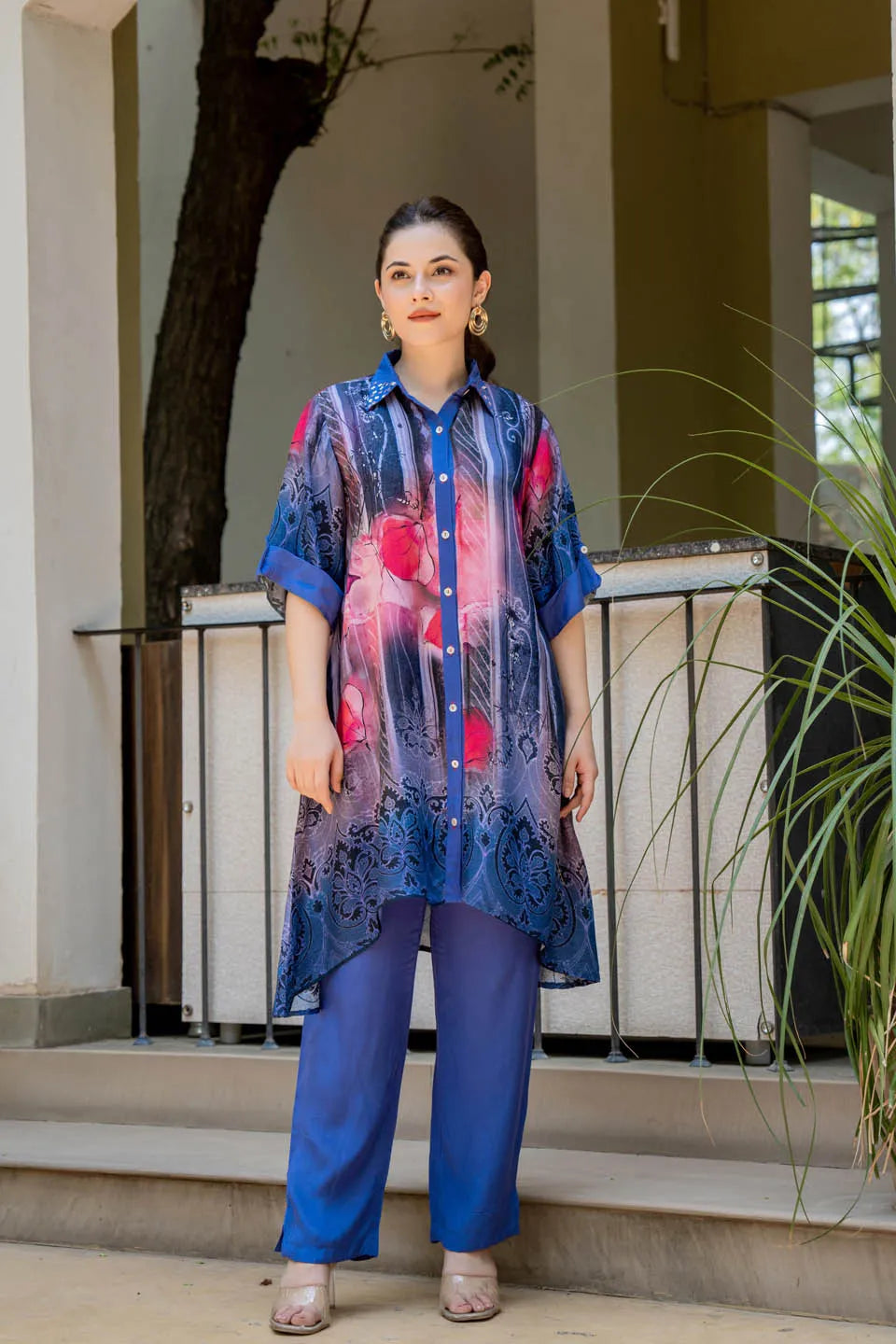 MUSLIN TOP WITH RAYON PANTS SET