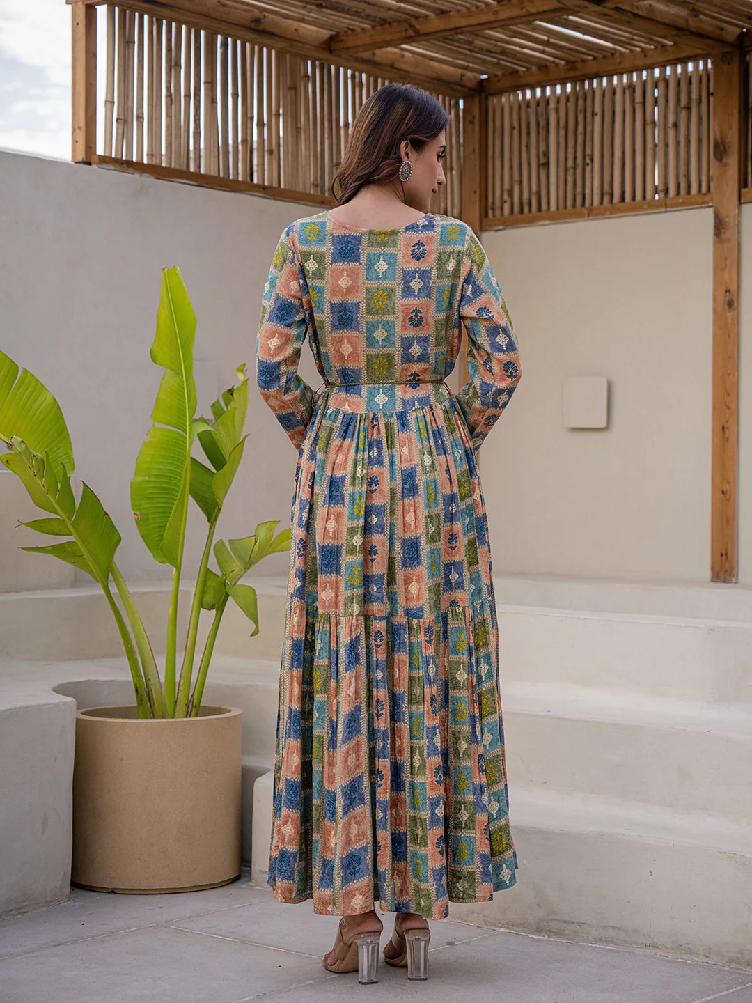 starry night dream cotton printed long gown